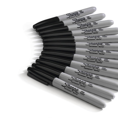 Sharpie Permanent Markers, Fine Tip, Black, 12/Pack