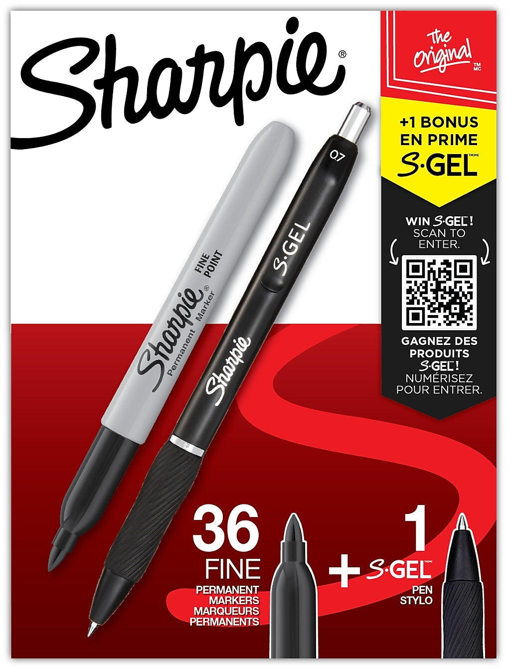 Sharpie Permanent Markers, Fine Tip, Black, 36/Pack