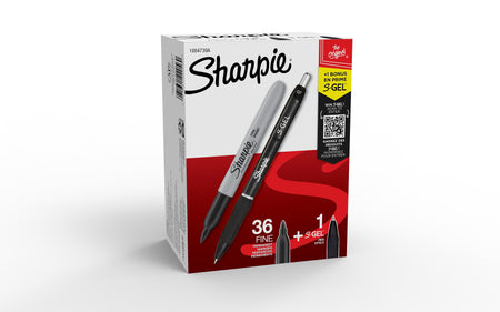 Sharpie Permanent Markers, Fine Tip, Black, 36/Pack