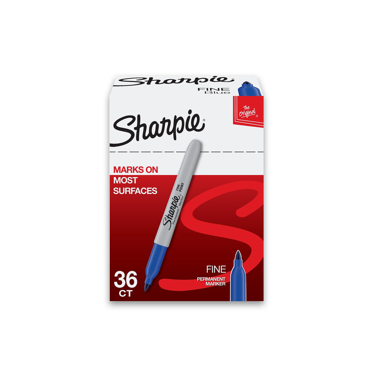 Sharpie Permanent Markers, Fine Tip, Blue, 36/Pack