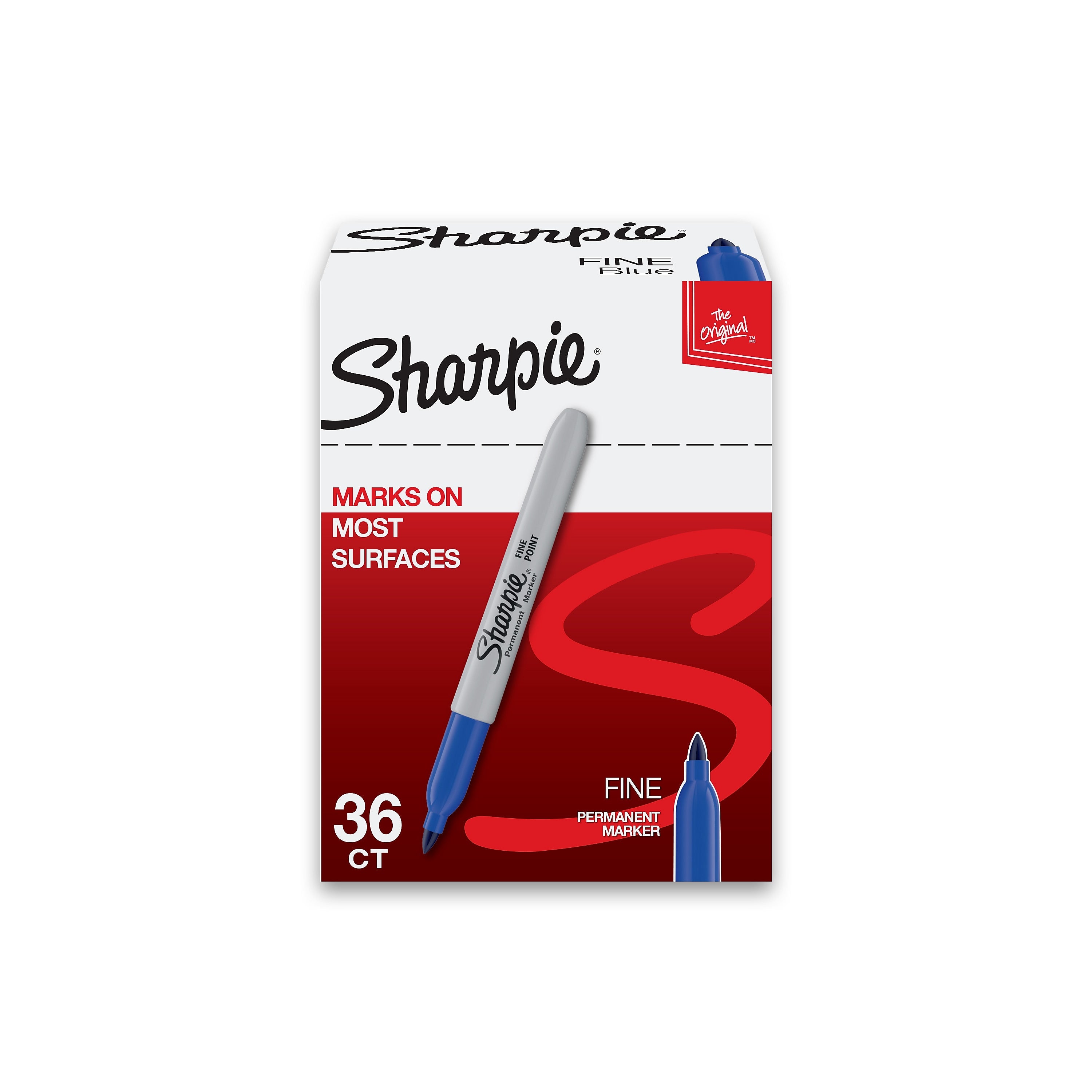 Sharpie Permanent Markers, Fine Tip, Blue, 36/Pack