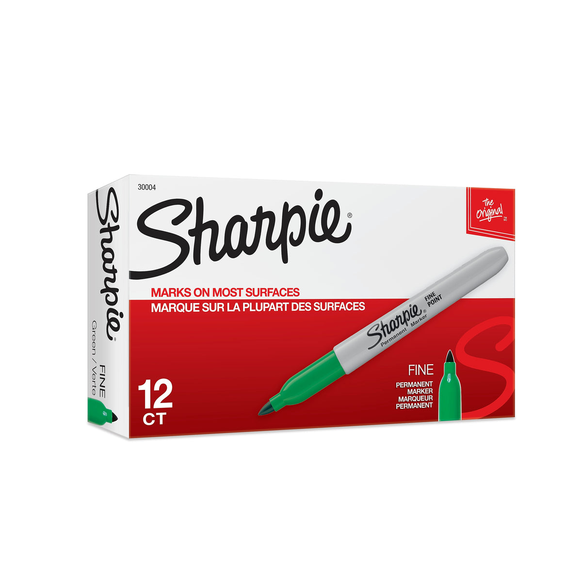 Sharpie Permanent Markers, Fine Tip, Green, 12/Pack