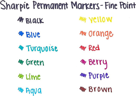 Sharpie Permanent Markers, Fine Tip, Green, 12/Pack