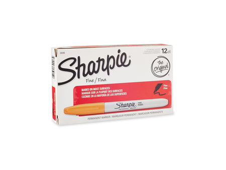 Sharpie Permanent Markers, Fine Tip, Orange, 12/Pack