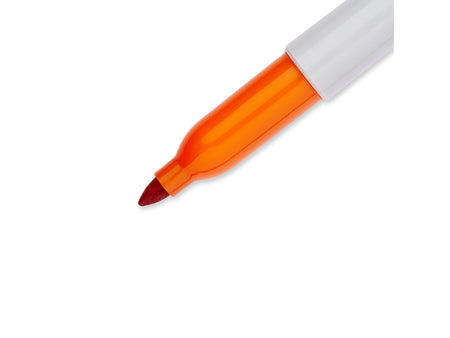 Sharpie Permanent Markers, Fine Tip, Orange, 12/Pack