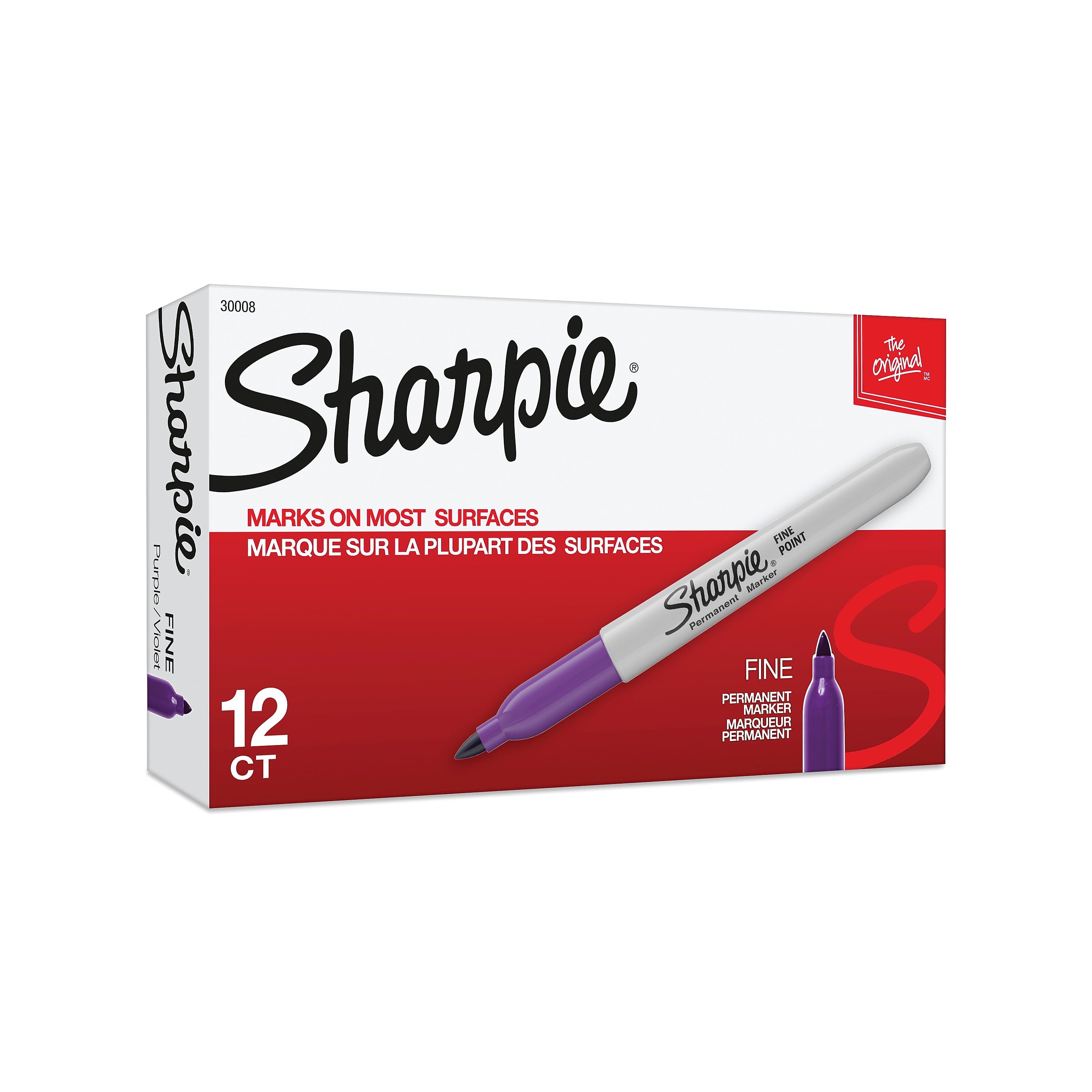 Sharpie Permanent Markers, Fine Tip, Purple, 12/Pack