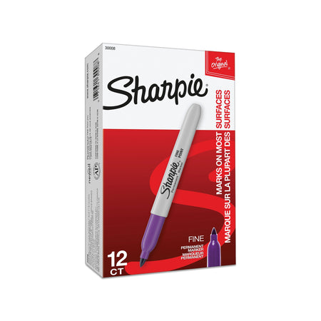 Sharpie Permanent Markers, Fine Tip, Purple, 12/Pack