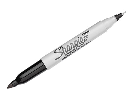 Sharpie Permanent Markers, Twin Tip, Black, 12/Pack