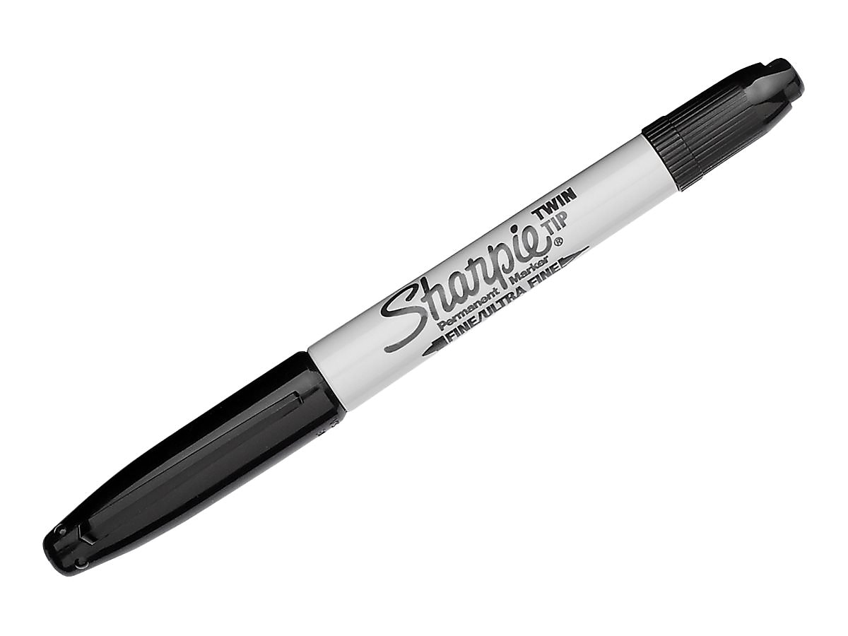 Sharpie Permanent Markers, Twin Tip, Black, 12/Pack