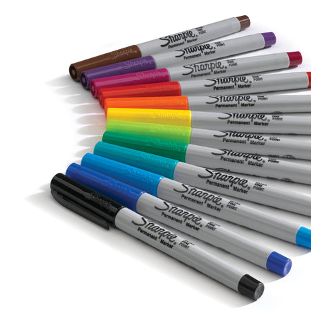 Sharpie Permanent Markers, Ultra Fine Tip, Assorted, 12/Pack