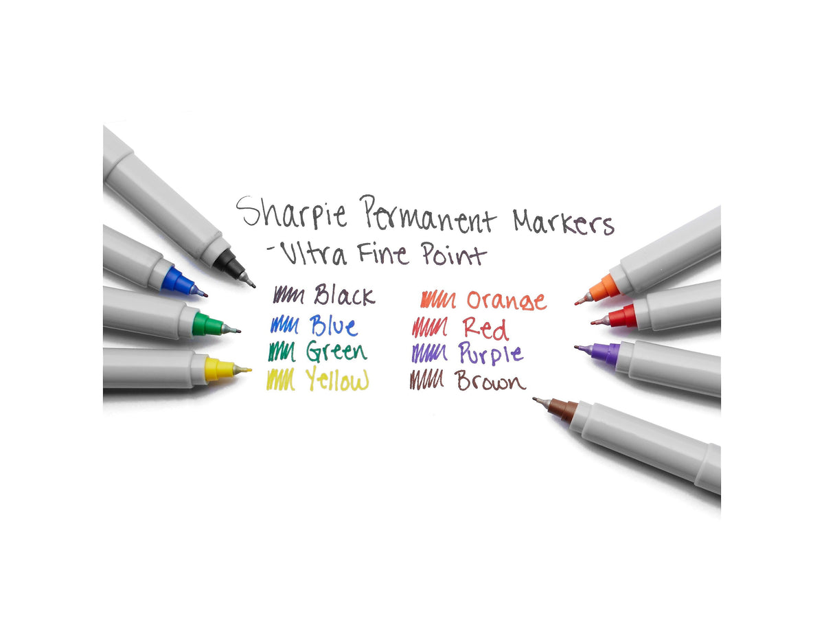 Sharpie Permanent Markers, Ultra Fine Tip, Assorted, 8/Pack