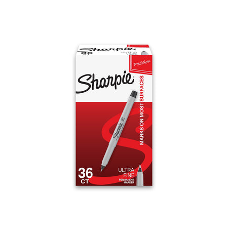 Sharpie Permanent Markers, Ultra Fine Tip, Black, 36/Pack