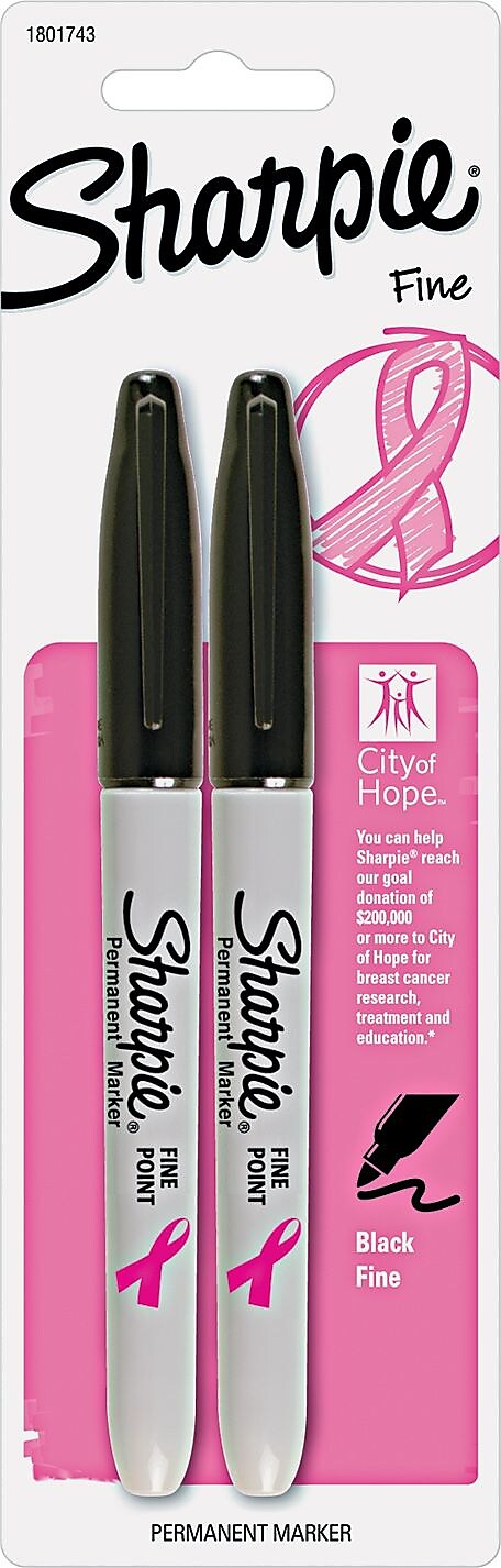 Sharpie Pink Ribbon Permanent Markers, Fine Tip, Black