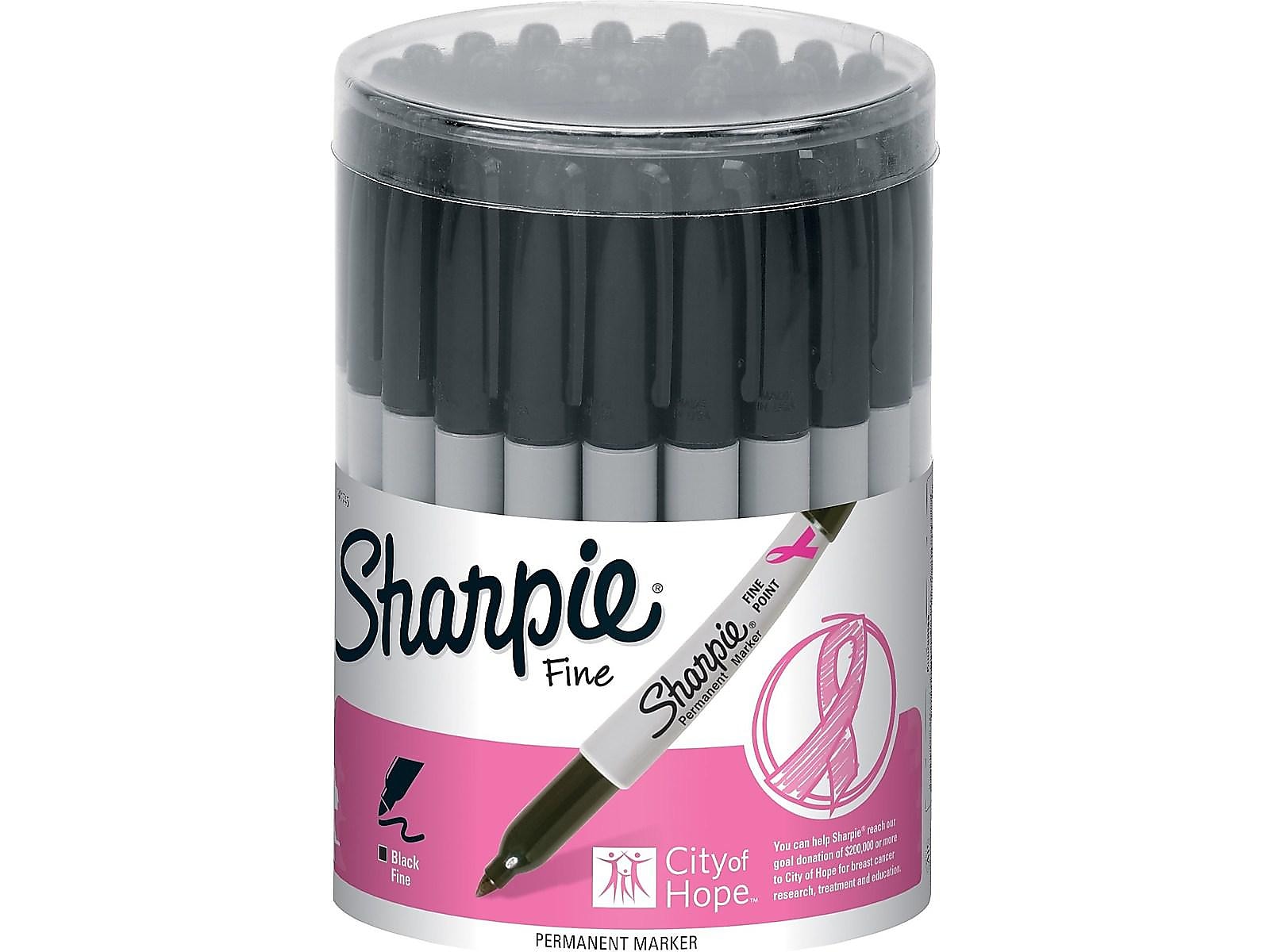 Sharpie Pink Ribbon Permanent Markers, Fine Tip, Black, 36/Pack