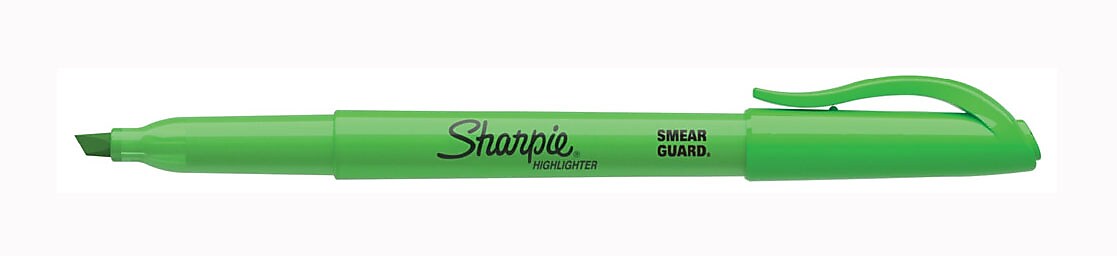 Sharpie Pocket Stick Highlighter, Chisel Tip, Fluorescent Green, Dozen