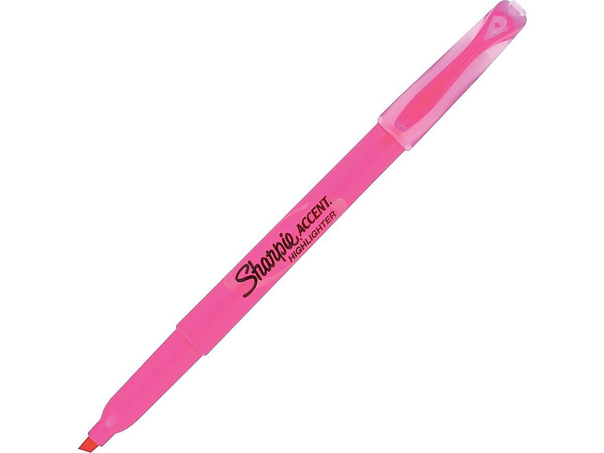 Sharpie Pocket Stick Highlighters, Chisel Tip, Flourescent Pink, Dozen