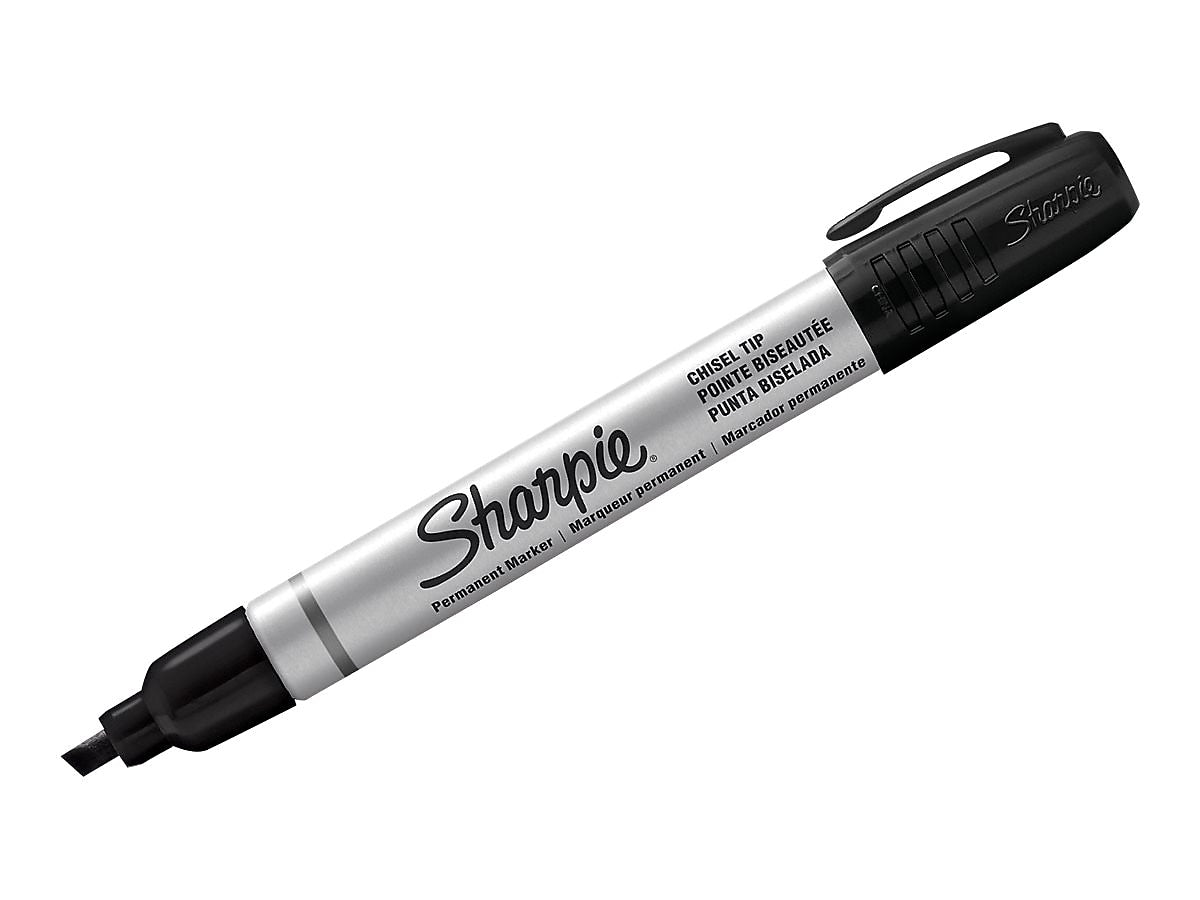 Sharpie PRO Permanent Markers, Chisel Tip, Black, 12/Pack