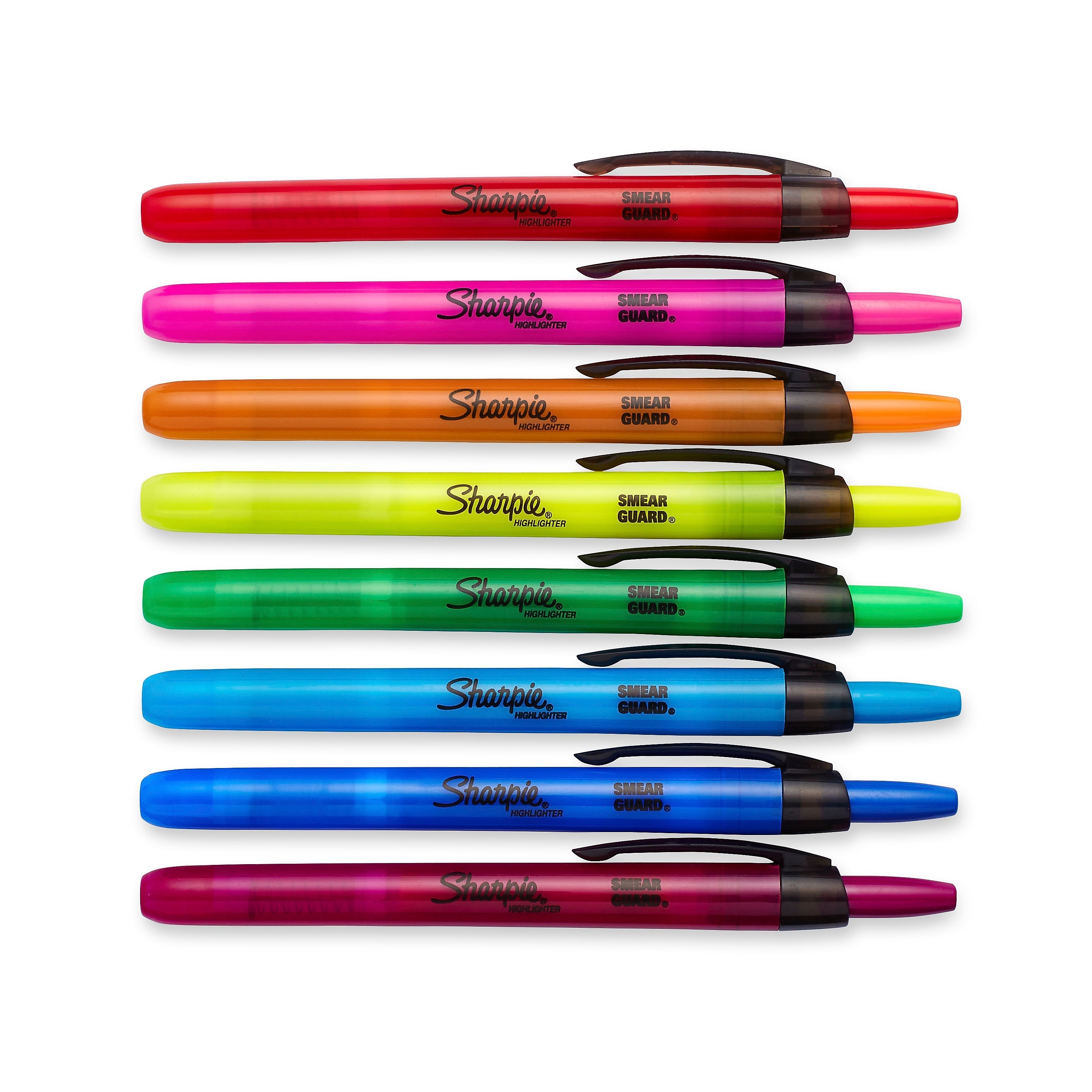 Sharpie Retractable Highlighter, Chisel Tip, Assorted, 8/Pack