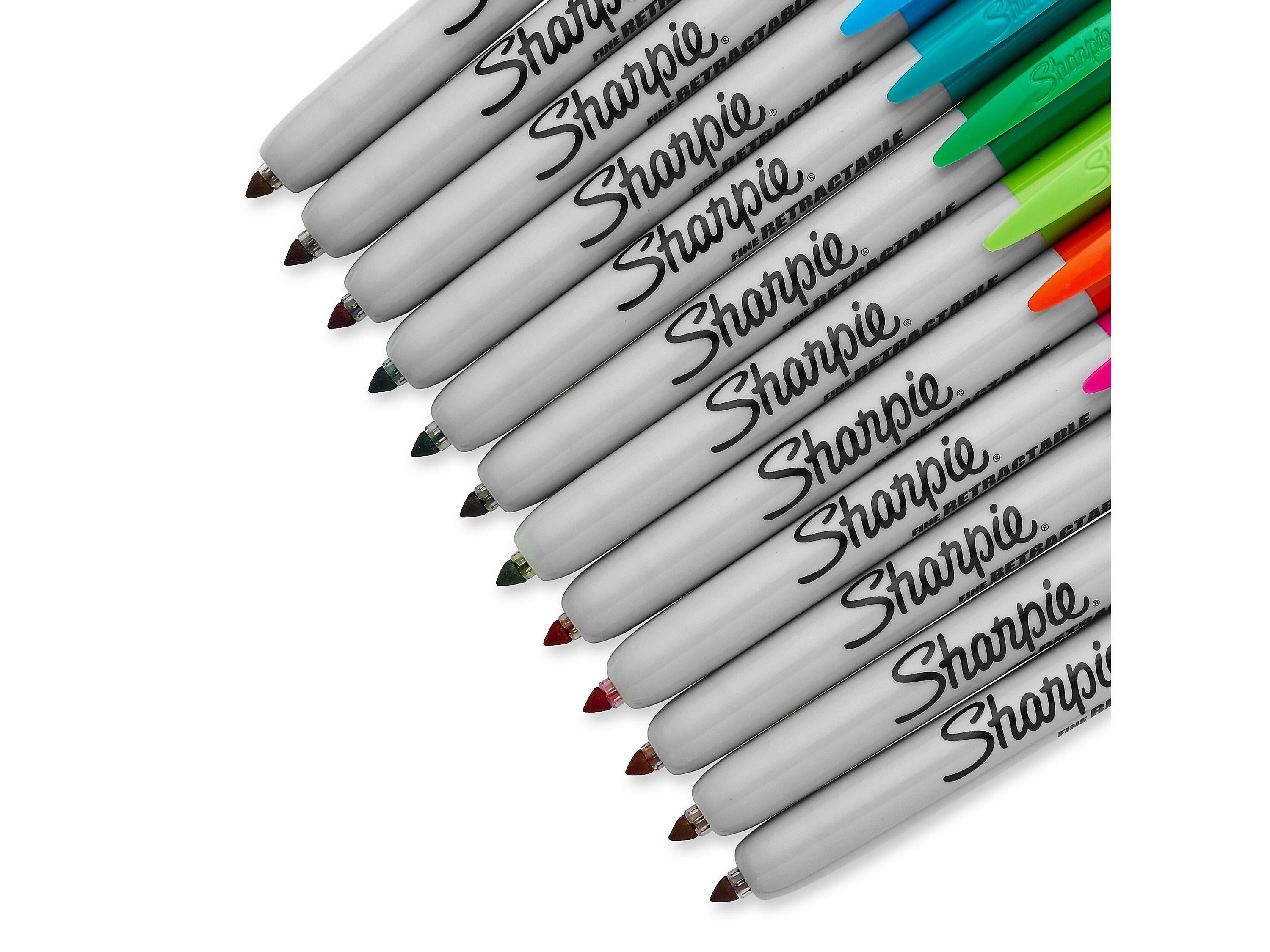 Sharpie Retractable Permanent Markers, Fine Tip, Assorted, 12/Pack