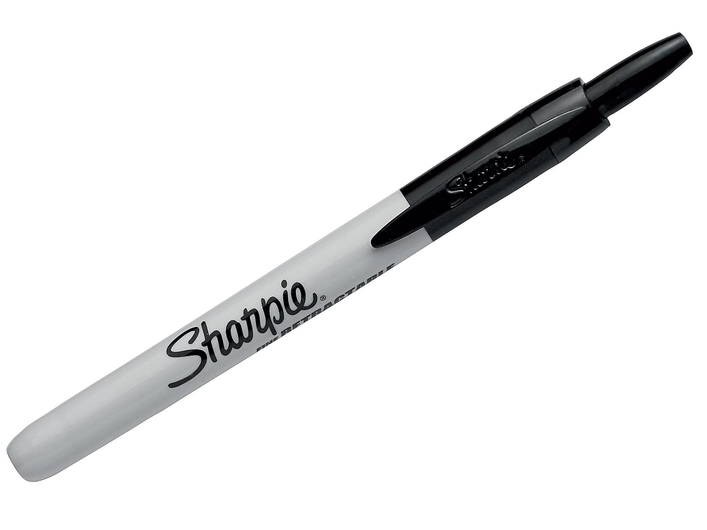 Sharpie Retractable Permanent Markers, Fine Tip, Black, 2/Pack