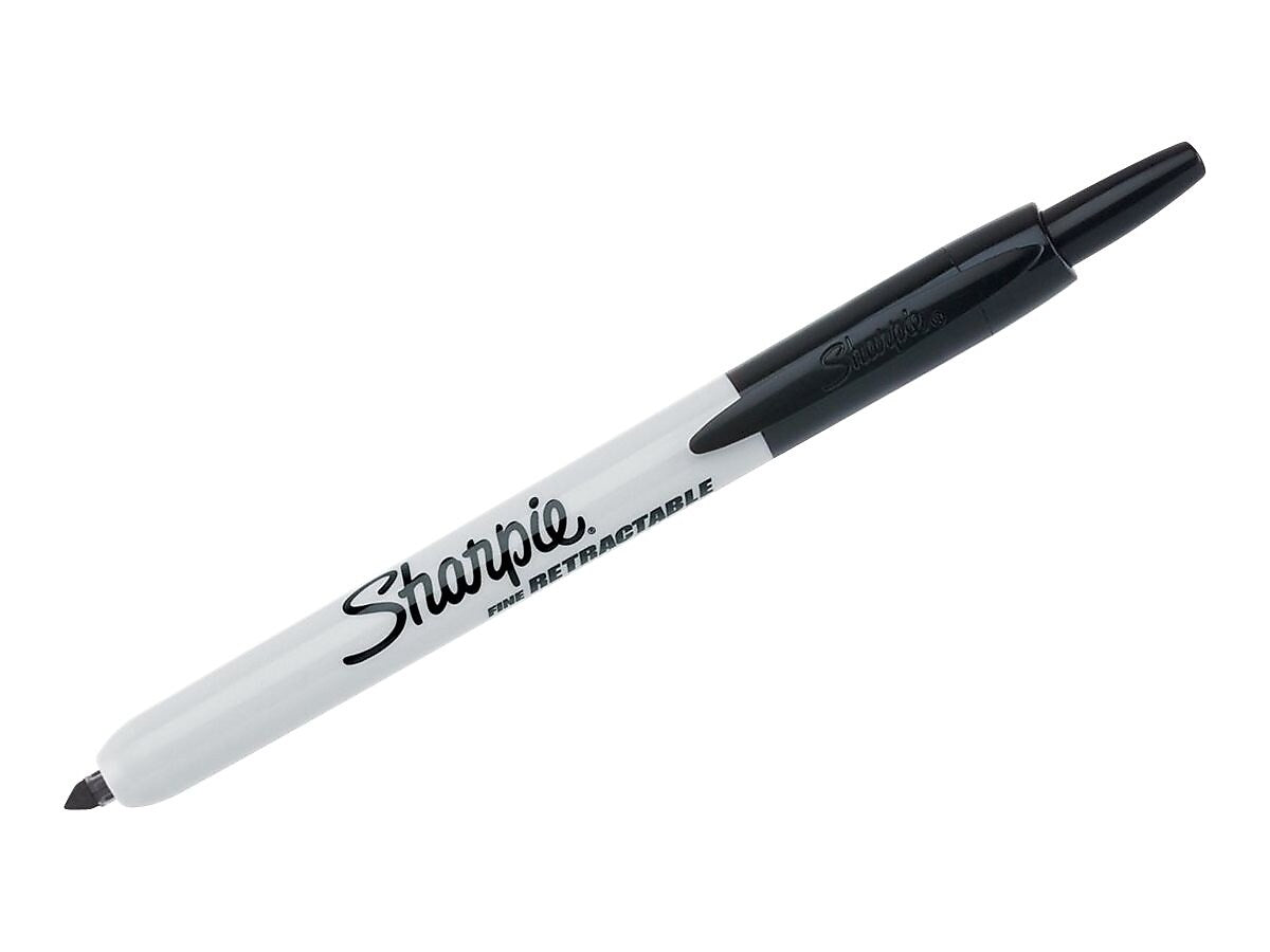 Sharpie Retractable Permanent Markers, Fine Tip, Black, 2/Pack