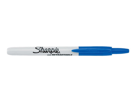 Sharpie Retractable Permanent Markers, Fine Tip, Blue, 12/Pack