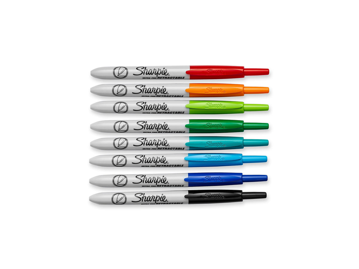 Sharpie Retractable Permanent Markers, Ultra Fine Tip, Assorted, 8/Pack