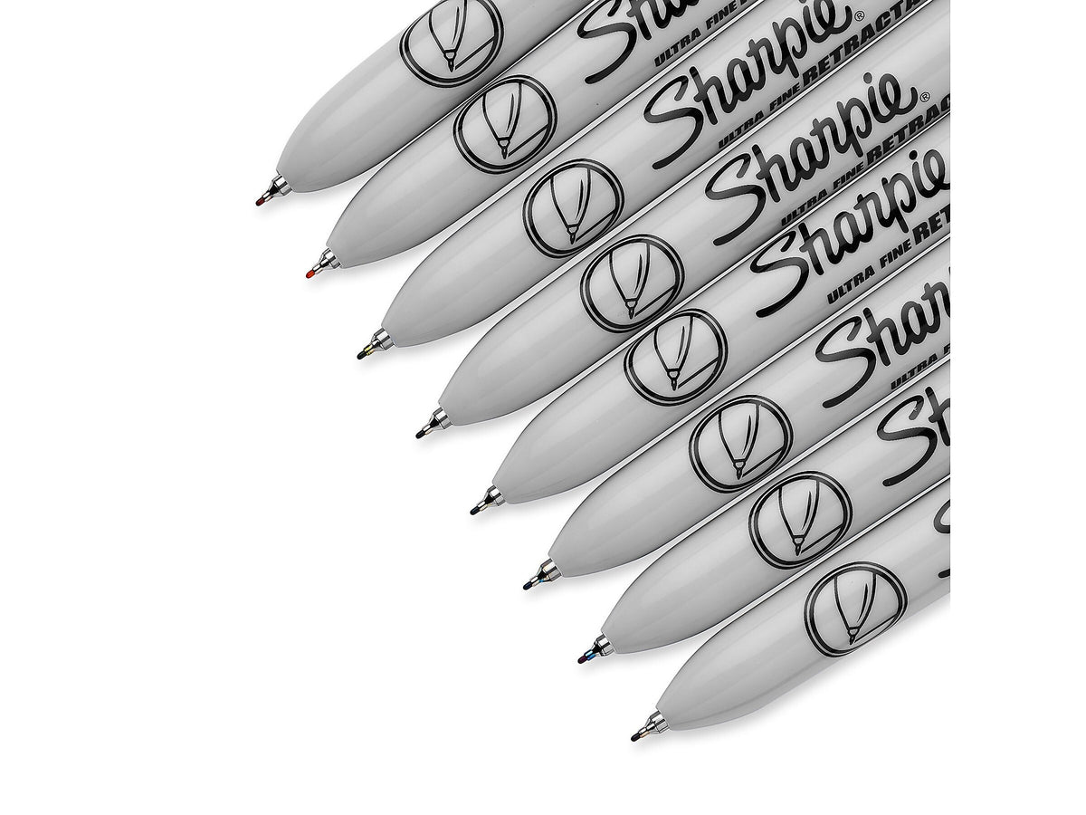 Sharpie Retractable Permanent Markers, Ultra Fine Tip, Assorted, 8/Pack