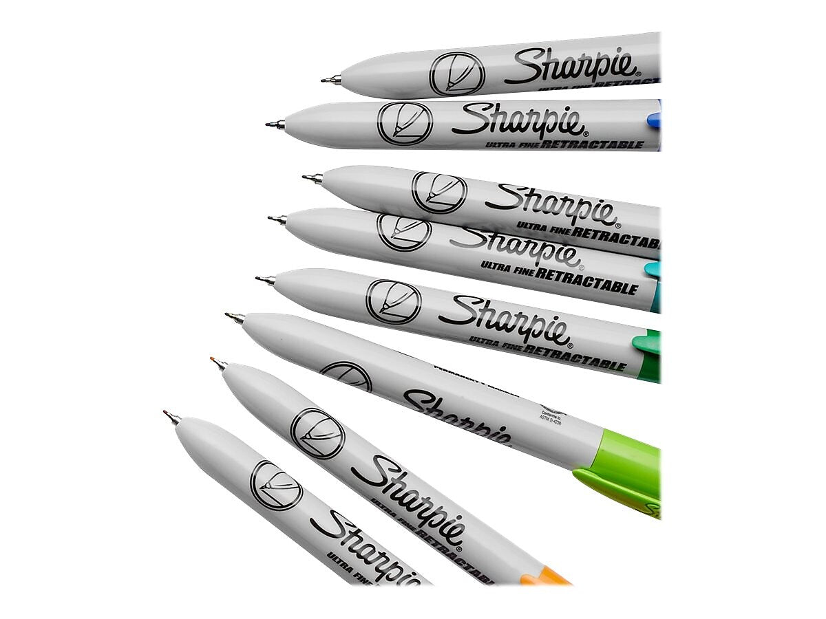 Sharpie Retractable Permanent Markers, Ultra Fine Tip, Assorted, 8/Pack