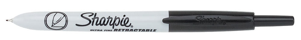 Sharpie Retractable Permanent Markers, Ultra Fine Tip, Black, 12/Pack