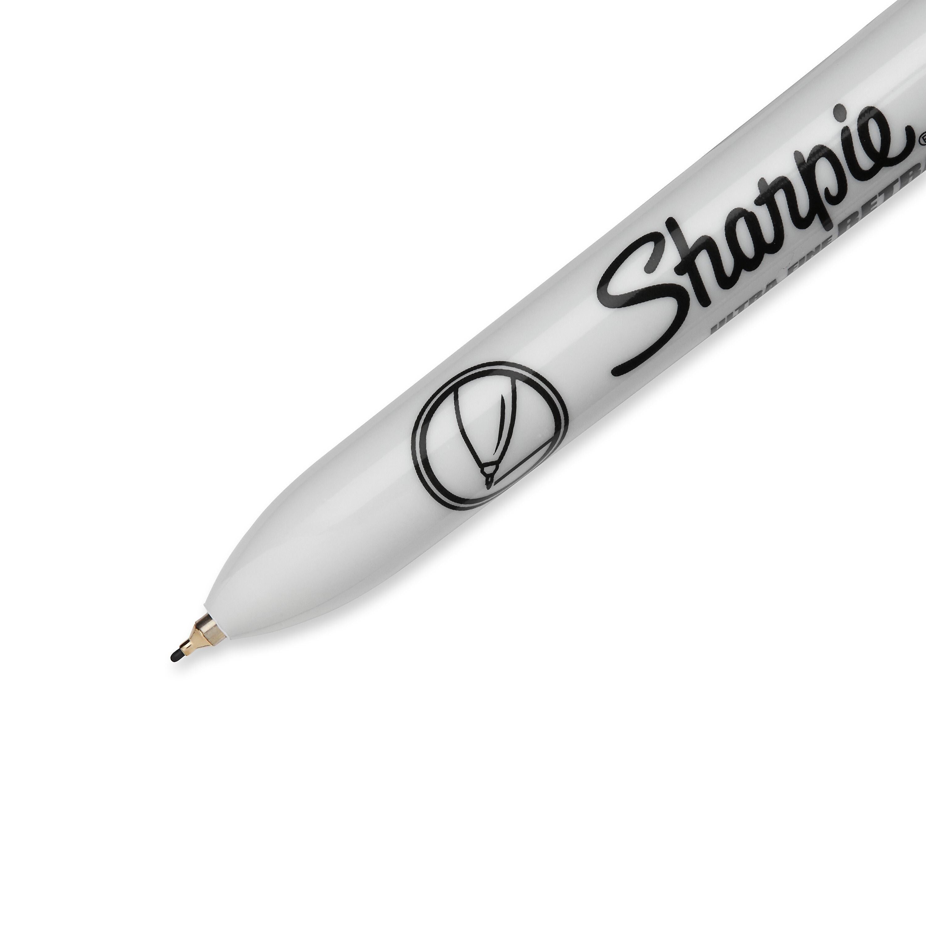 Sharpie Retractable Permanent Markers, Ultra Fine Tip, Black, 12/Pack