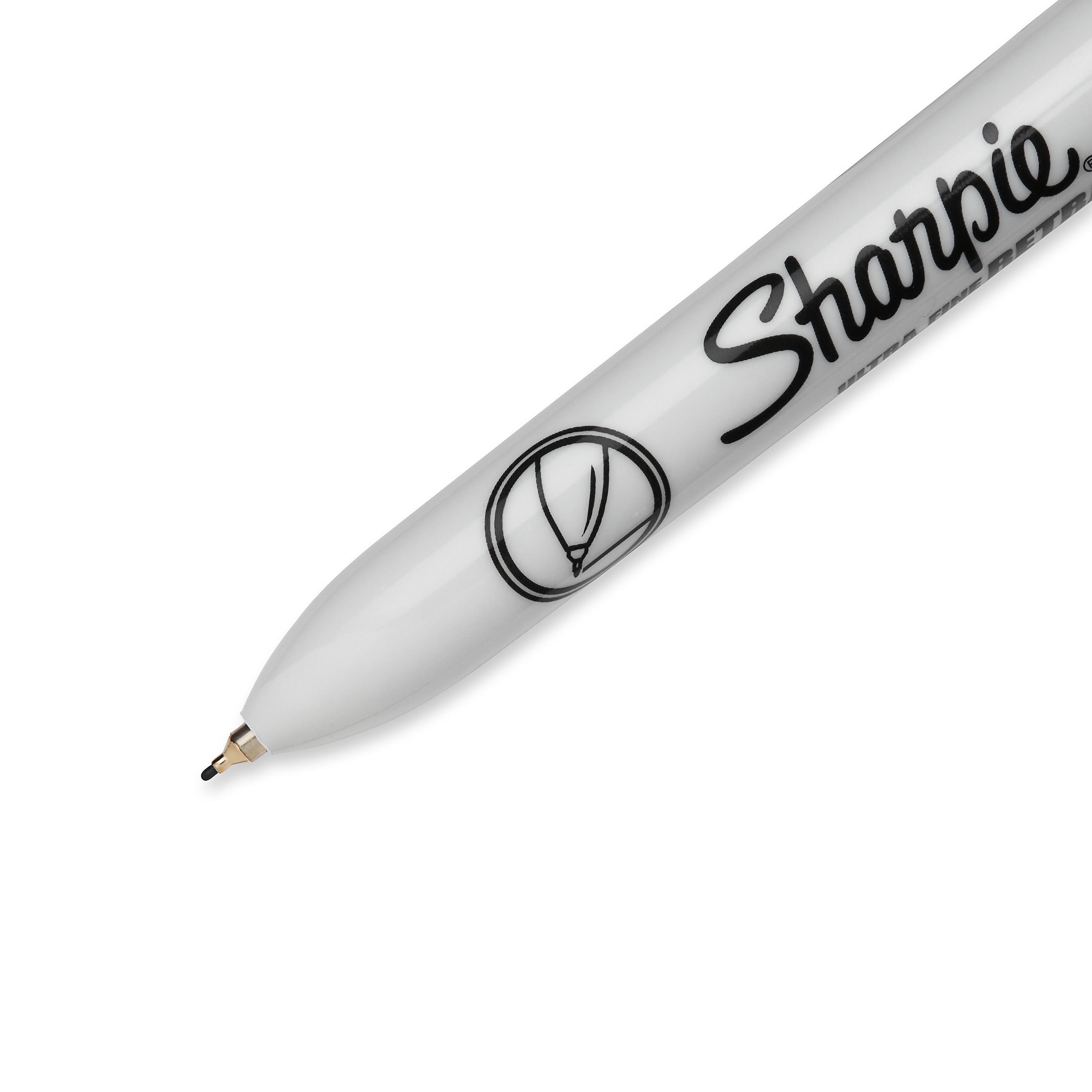 Sharpie Retractable Permanent Markers, Ultra Fine Tip, Black, 12/Pack