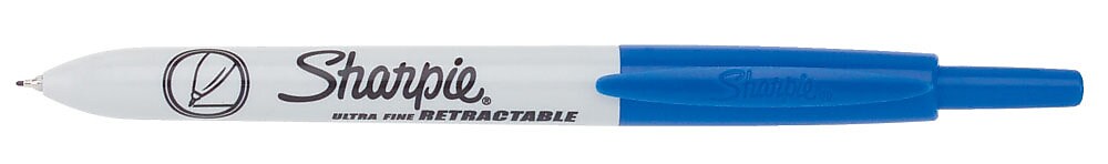 Sharpie Retractable Permanent Markers, Ultra Fine Tip, Blue, 12/Pack