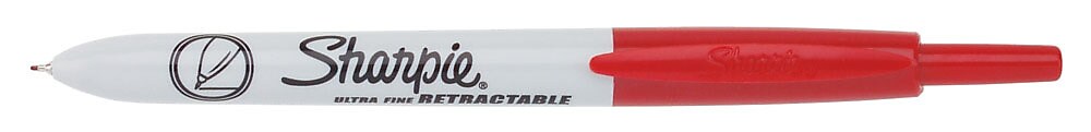 Sharpie Retractable Permanent Markers, Ultra Fine Tip, Red, 12/Pack