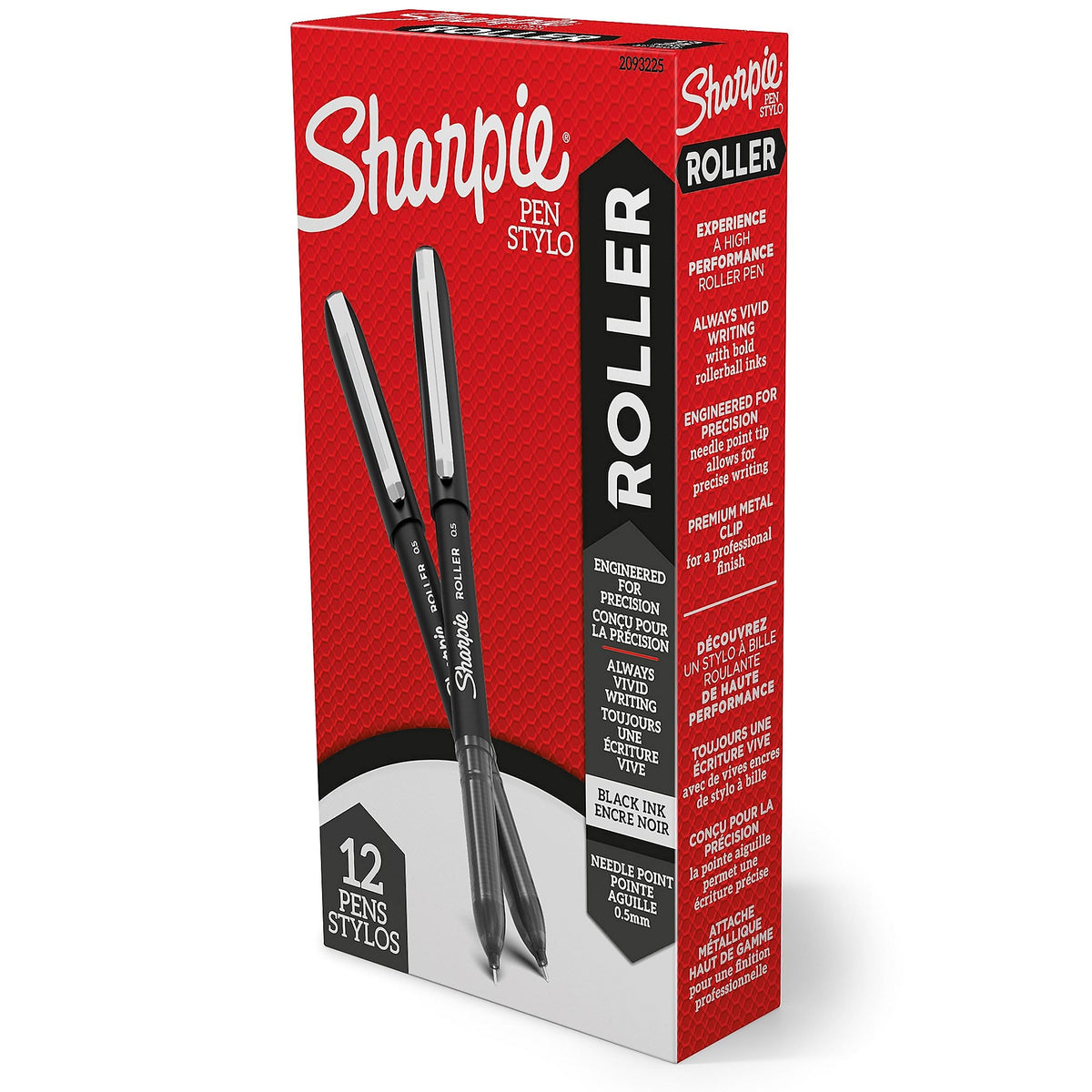 Sharpie Rollerball Pen, Needle Point Precision Pen, Black Ink, Dozen