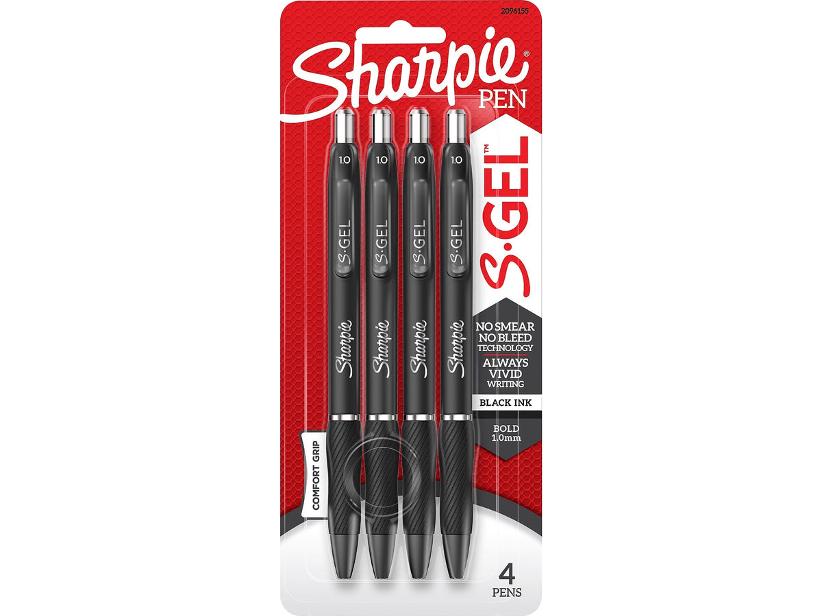 Sharpie S-Gel Retractable Gel Pen, Bold Point, Black Ink, 4/Pack