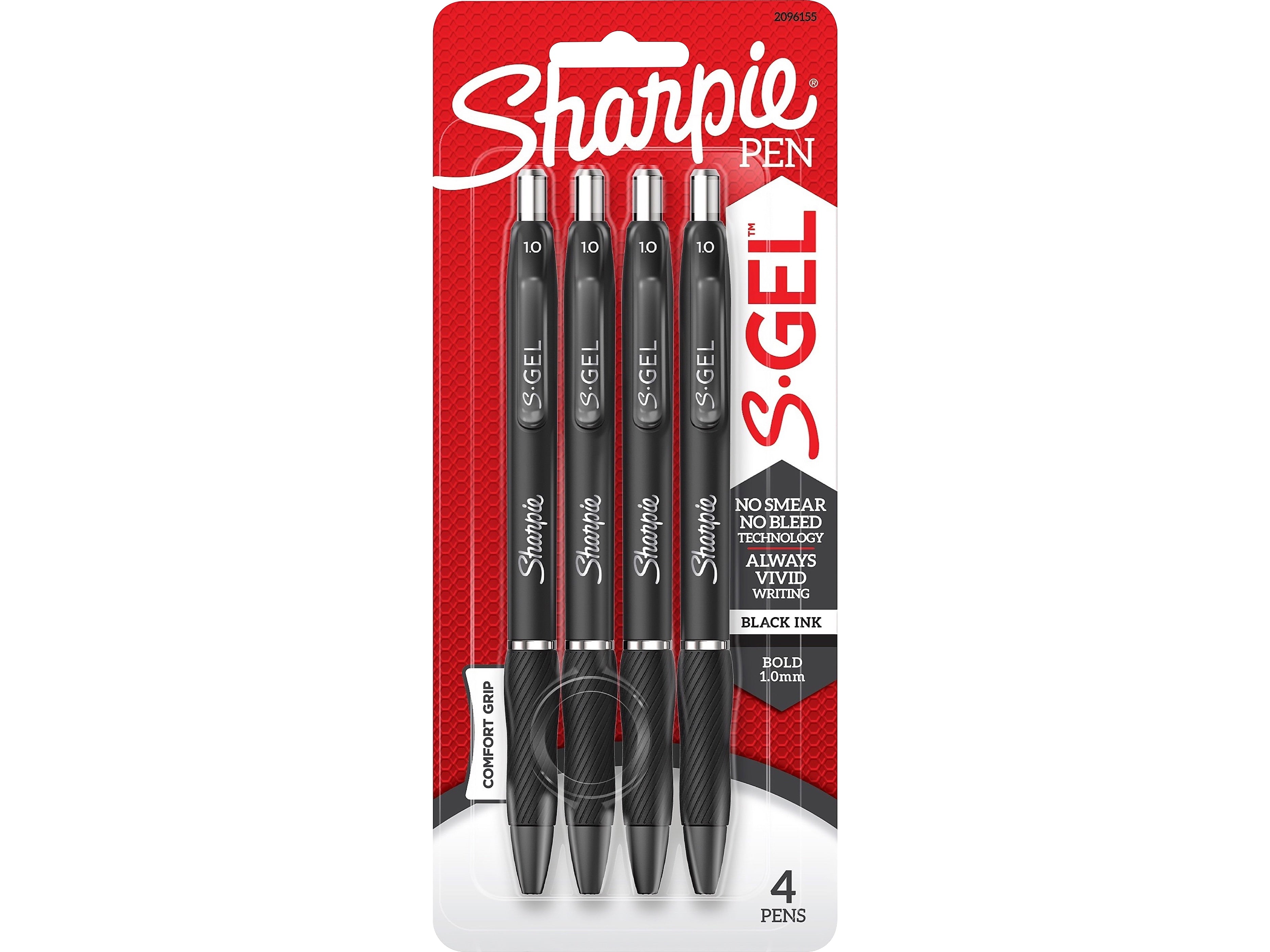 Sharpie S-Gel Retractable Gel Pen, Bold Point, Black Ink, 4/Pack