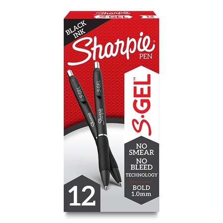 Sharpie S-Gel Retractable Gel Pen, Bold Point, Black Ink, Dozen