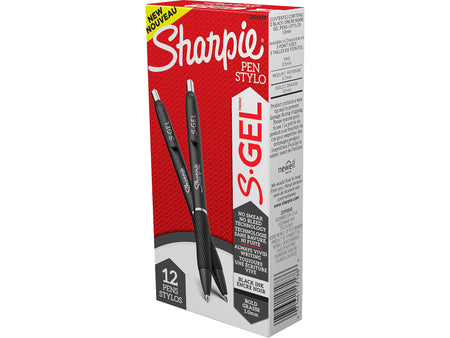 Sharpie S-Gel Retractable Gel Pen, Bold Point, Black Ink, Dozen