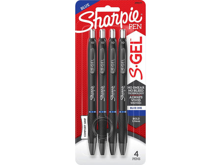 Sharpie S-Gel Retractable Gel Pen, Bold Point, Blue Ink, 4/Pack