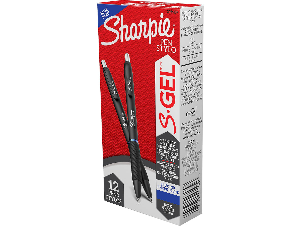 Sharpie S-Gel Retractable Gel Pen, Bold Point, Blue Ink, Dozen