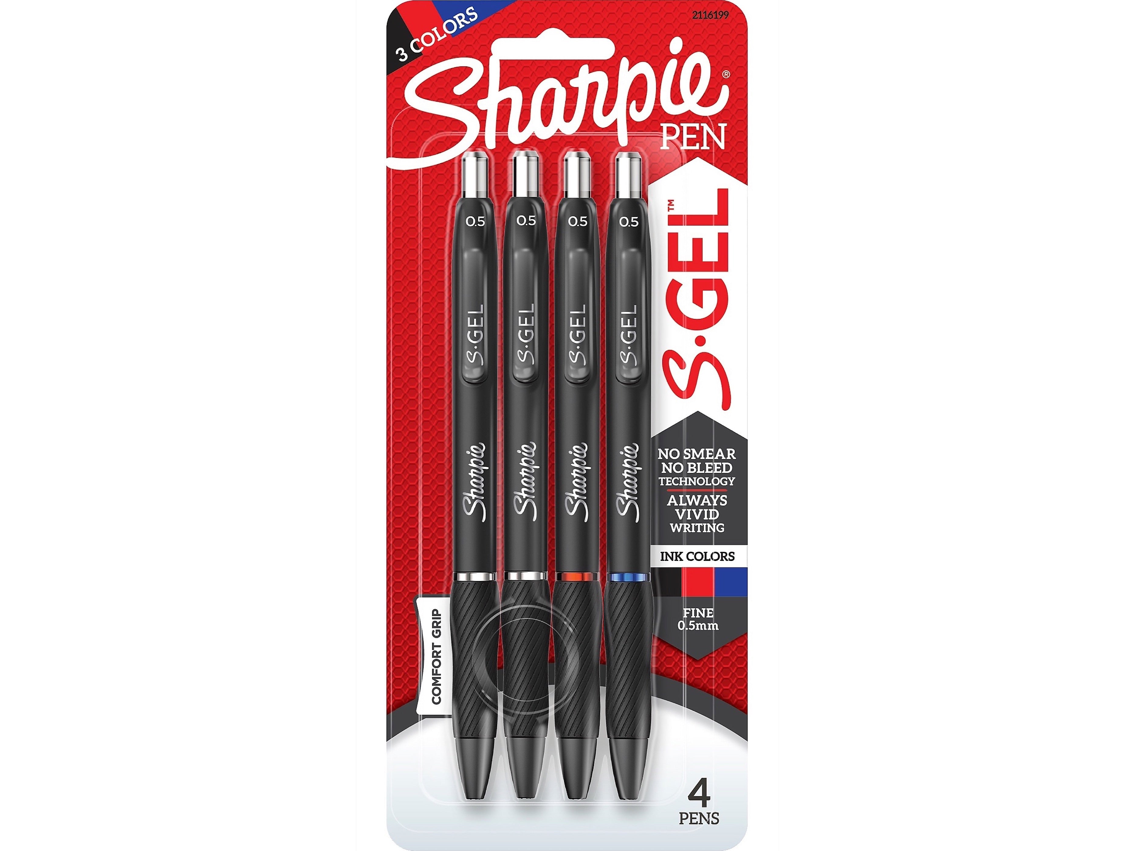 Sharpie S-Gel Retractable Gel Pen, Fine Point, Assorted Ink, 4/Pack