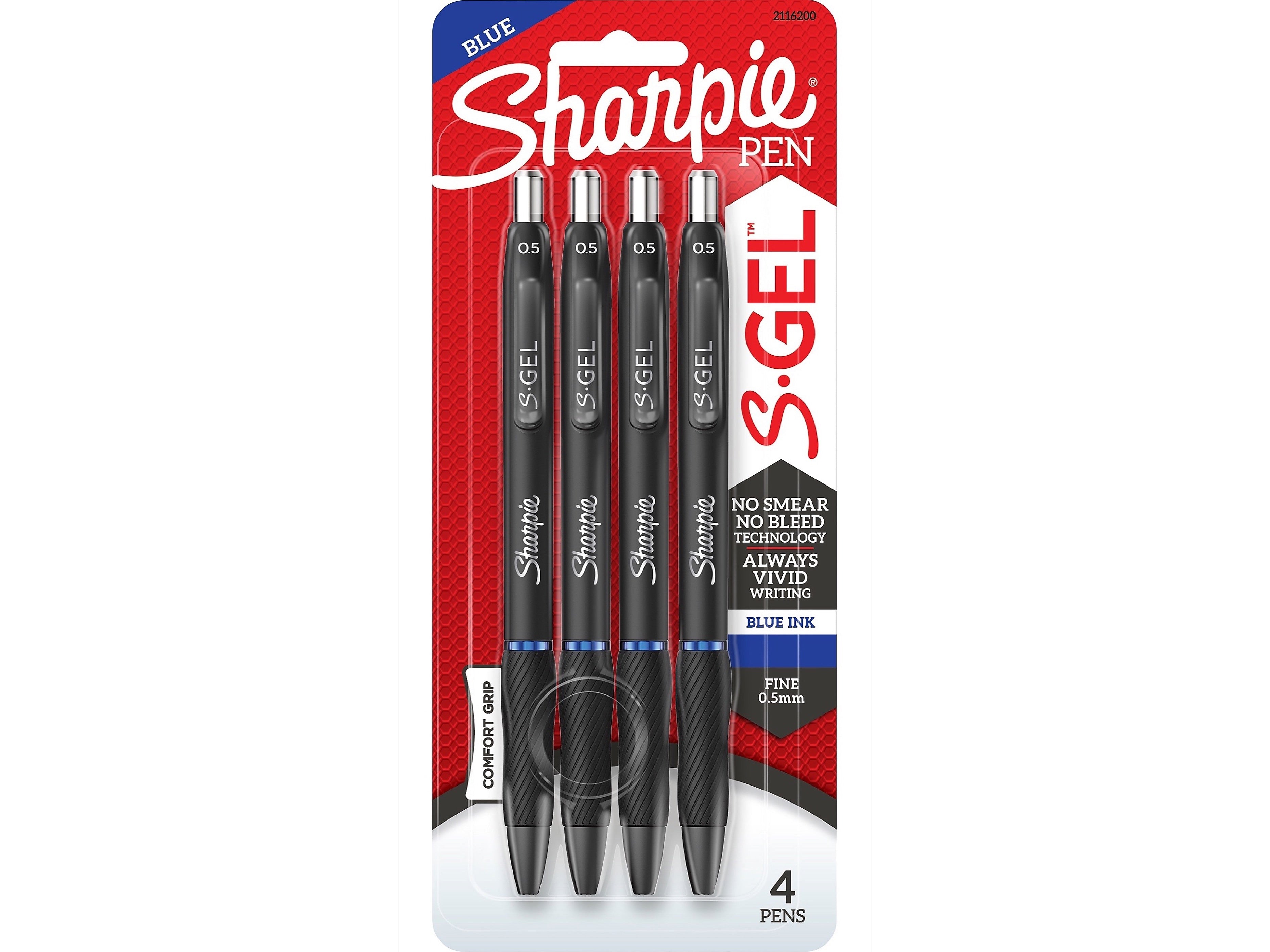 Sharpie S-Gel Retractable Gel Pen, Fine Point, Blue Ink, 4/Pack