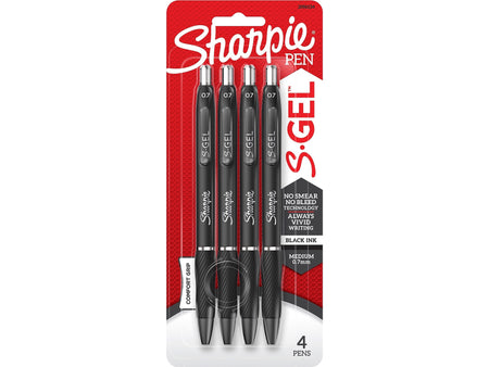 Sharpie S-Gel Retractable Gel Pen, Medium Point, Black Ink, 4/Pack