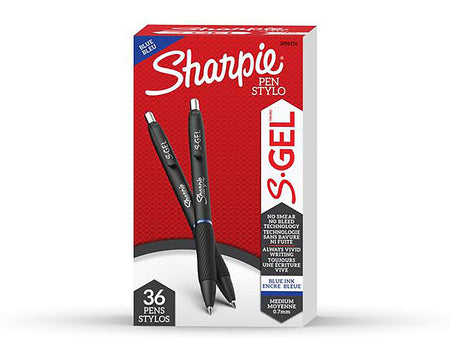 Sharpie S-Gel Retractable Gel Pen, Medium Point, Blue Ink, 36/Pack