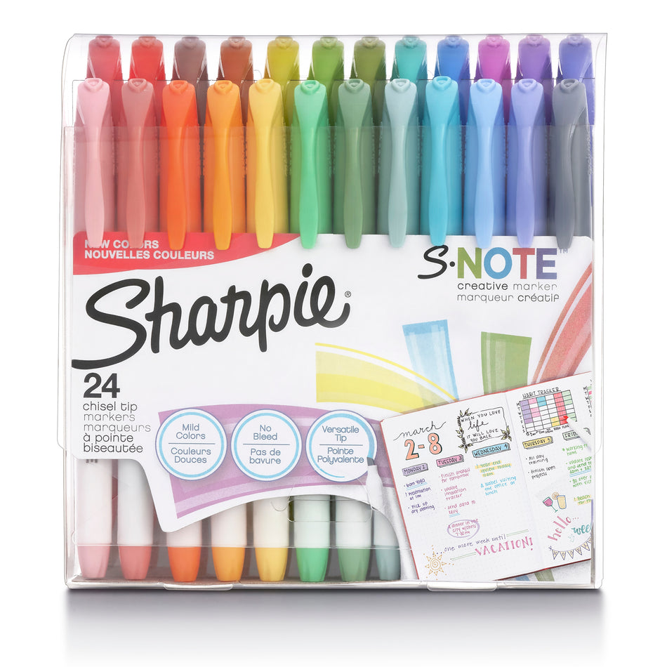 Sharpie S-Note Creative Marker, Chisel Tip, Assorted, 24/Pack