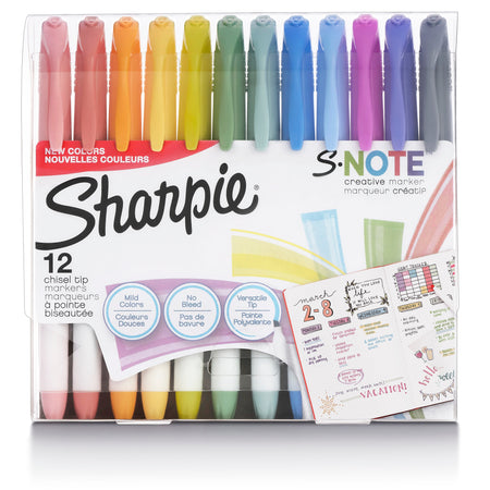 Sharpie S-Note Creative Marker, Chisel Tip, Assorted, Dozen