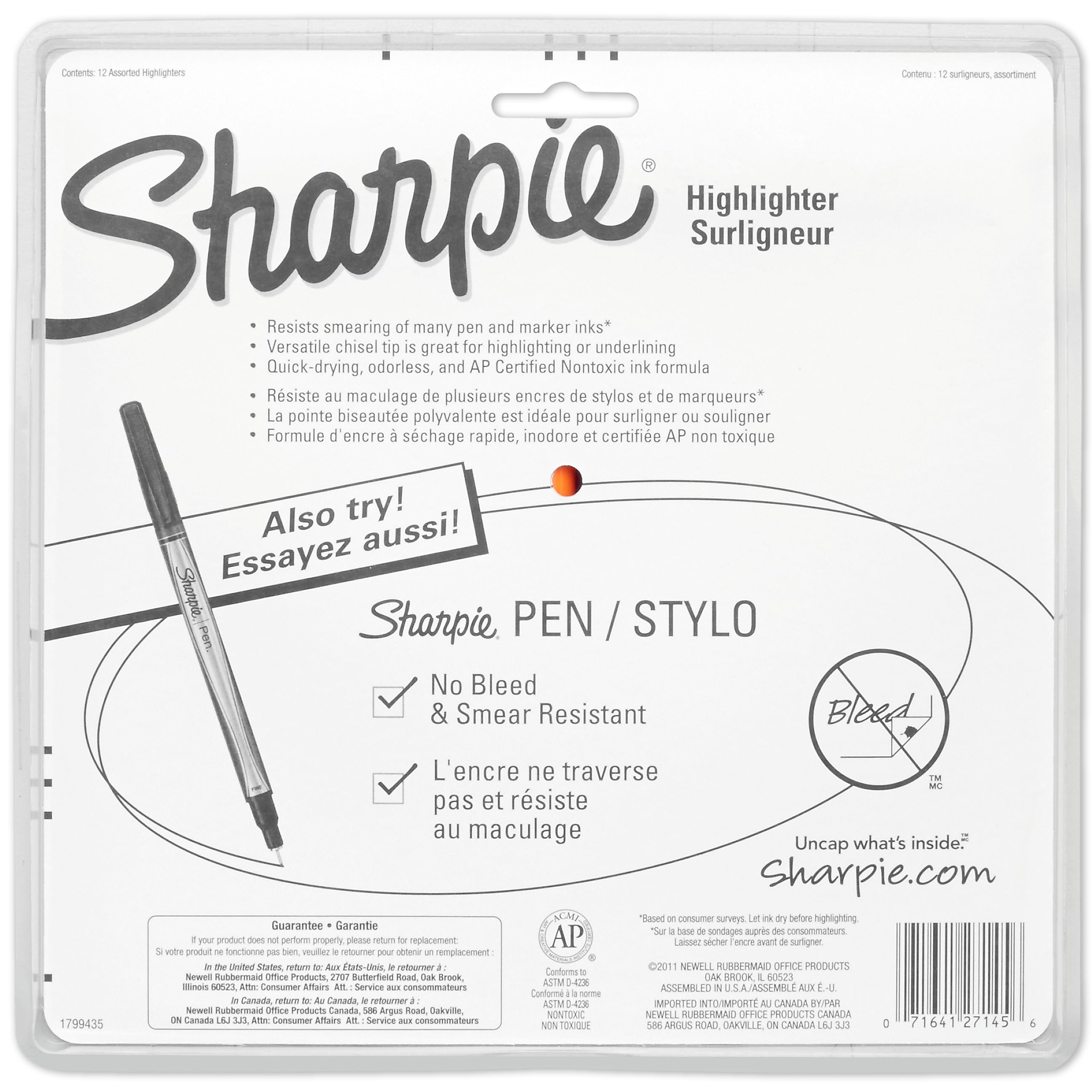 Sharpie Stick Highlighter, Chisel Tip, Assorted, Dozen