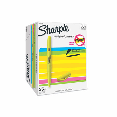 Sharpie Stick Highlighter, Chisel Tip, Yellow, 36/Pack