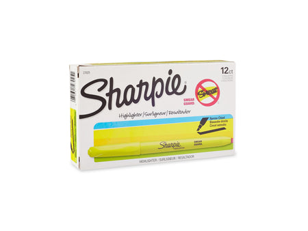 Sharpie Stick Highlighters, Chisel Tip, Yellow, Dozen